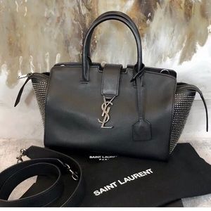 Saint Laurent BabyDowntownCabas Black Stud Satchel